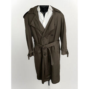 VTG Austin Reed 42R Olive Double Breasted Trenchcoat Removable Liner